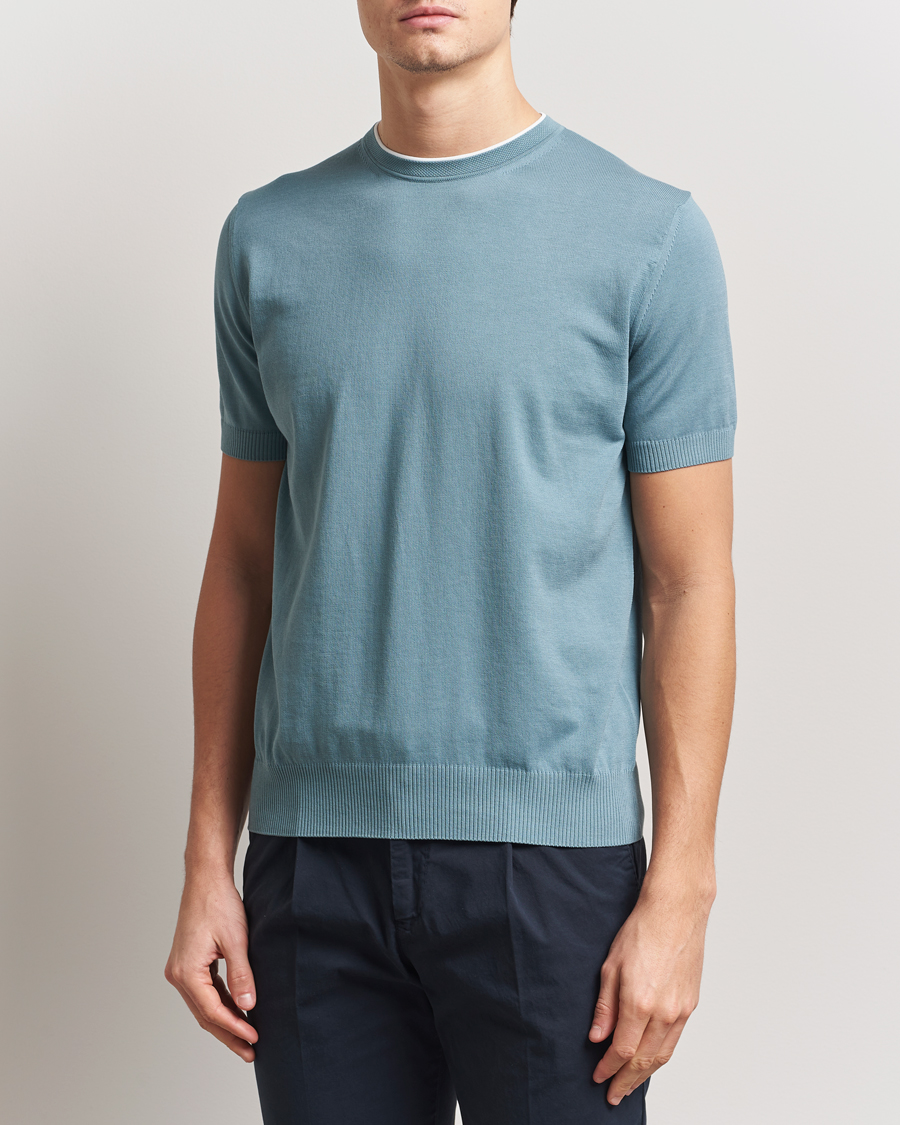 Herr | T-Shirts | Canali | Contrast Short Sleeve T-Shirt Teal