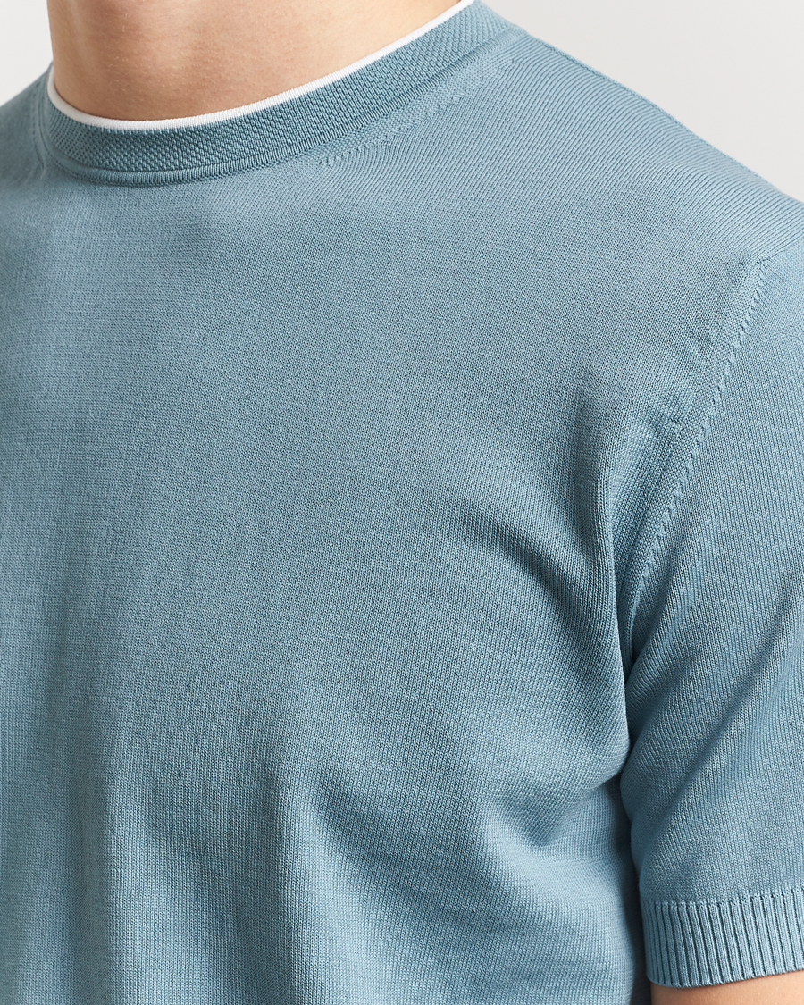 Herr | T-Shirts | Canali | Contrast Short Sleeve T-Shirt Teal