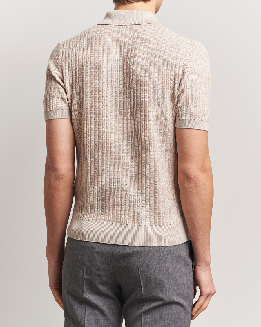 Herr | Pikéer | Canali | Jacquard Short Sleeve Polo Beige