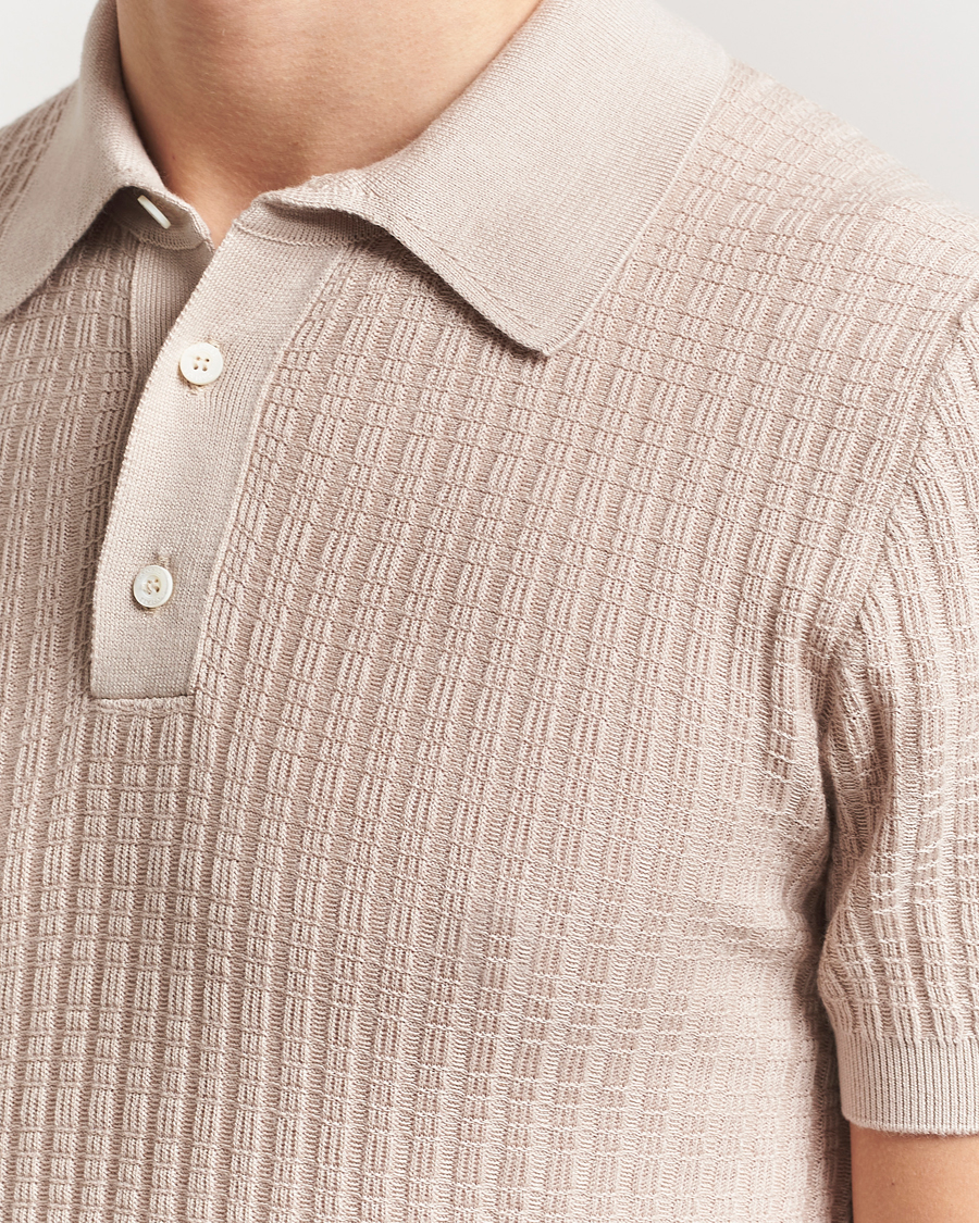 Herr | Pikéer | Canali | Jacquard Short Sleeve Polo Beige