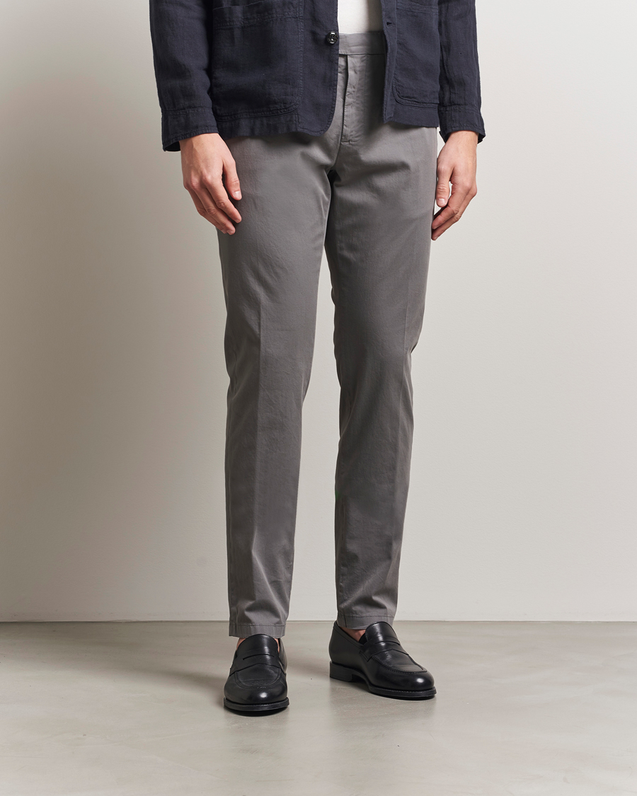 Herr | Byxor | Canali | Slim Fit Cotton Stretch Chinos Dark Grey