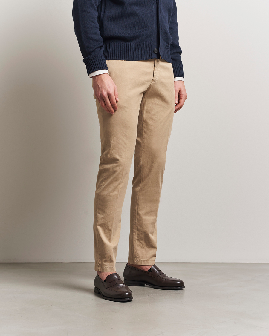 Herr | Byxor | Canali | Slim Fit Cotton Stretch Chinos Beige
