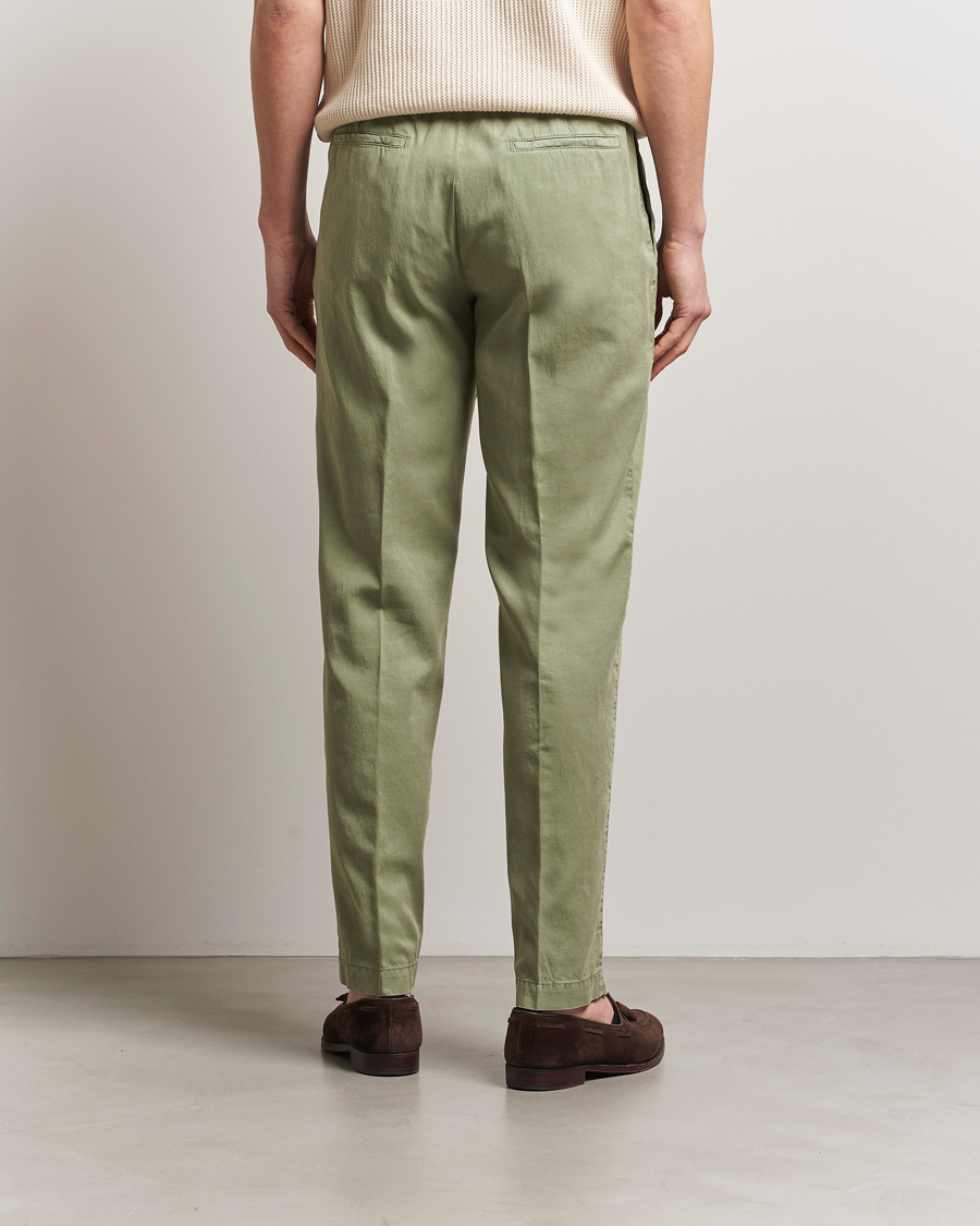 Herr | Byxor | Canali | Drawstring Slacks Military Green