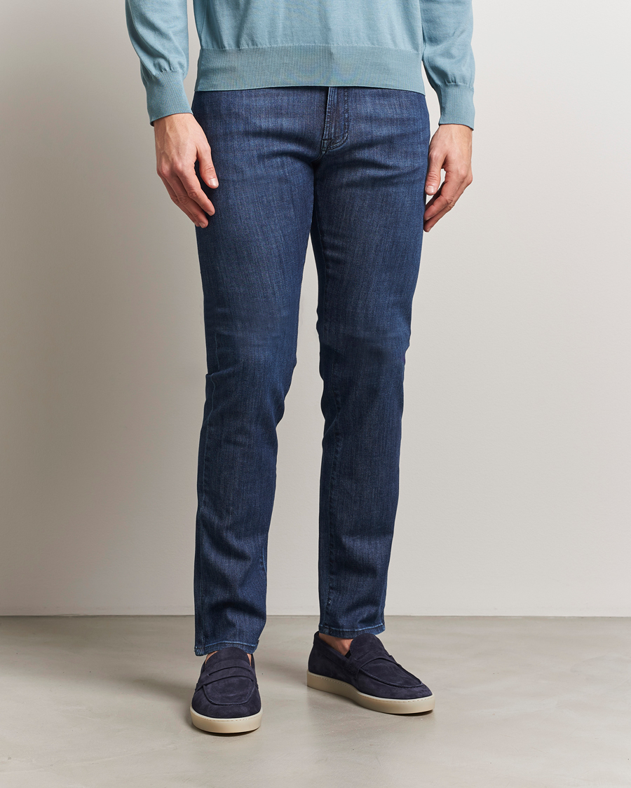 Herr | Jeans | Canali | Slim Fit 5-Pocket Jeans Dark Blue Wash