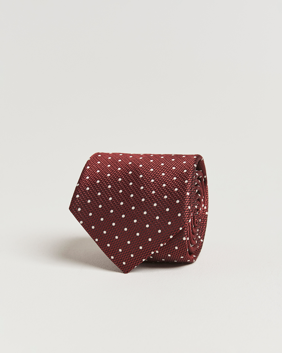 Herr | Slipsar | Canali | Micro Dot Silk Tie Burgundy