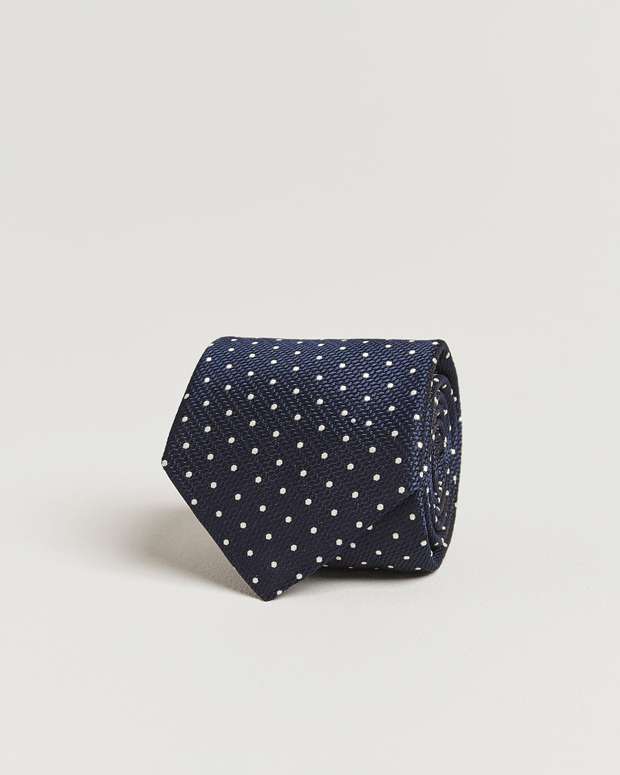 Herr | Slipsar | Canali | Micro Dot Silk Tie Navy