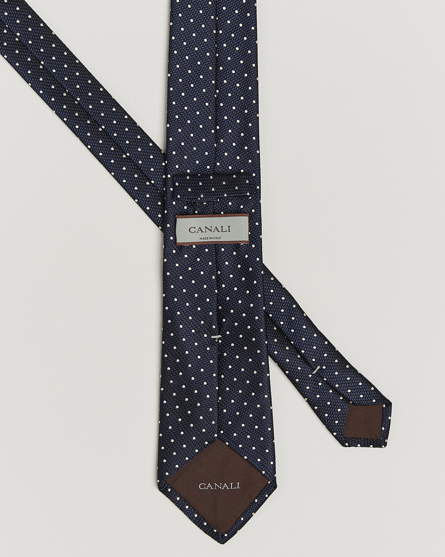 Herr | Slipsar | Canali | Micro Dot Silk Tie Navy