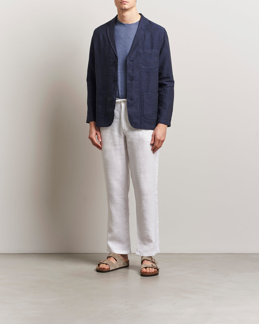 Herr | Byxor | KnowledgeCotton Apparel | Loose Linen Pants Bright White