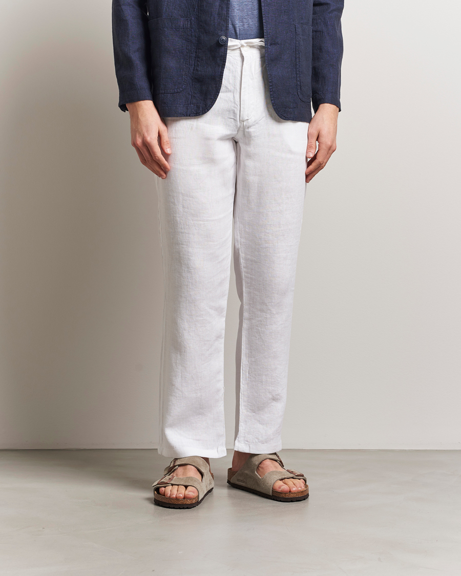 Herr | Byxor | KnowledgeCotton Apparel | Loose Linen Pants Bright White