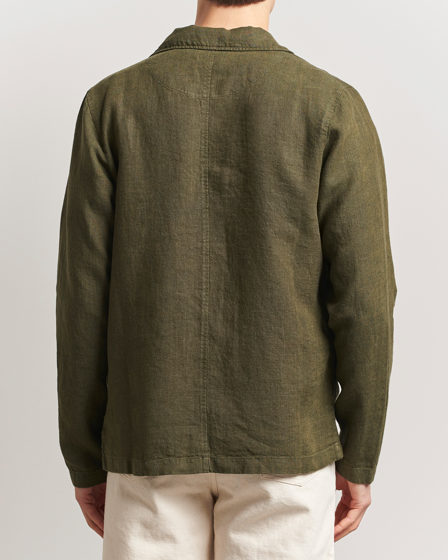 Herr | Skjortor | KnowledgeCotton Apparel | Linen Overshirt Burnt Olive