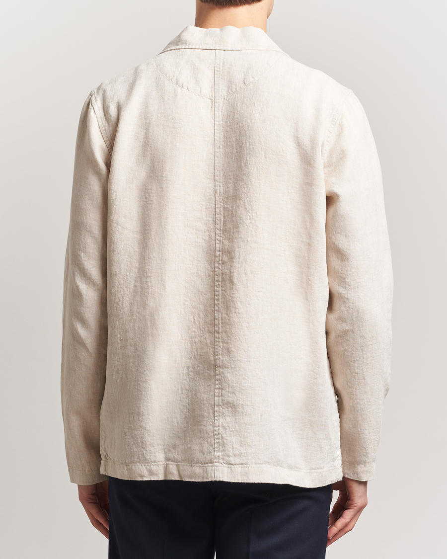 Herr | Skjortor | KnowledgeCotton Apparel | Linen Overshirt Light Feather Grey