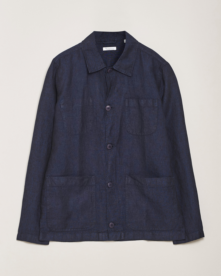 Herr | Skjortor | KnowledgeCotton Apparel | Linen Overshirt Total Eclipse