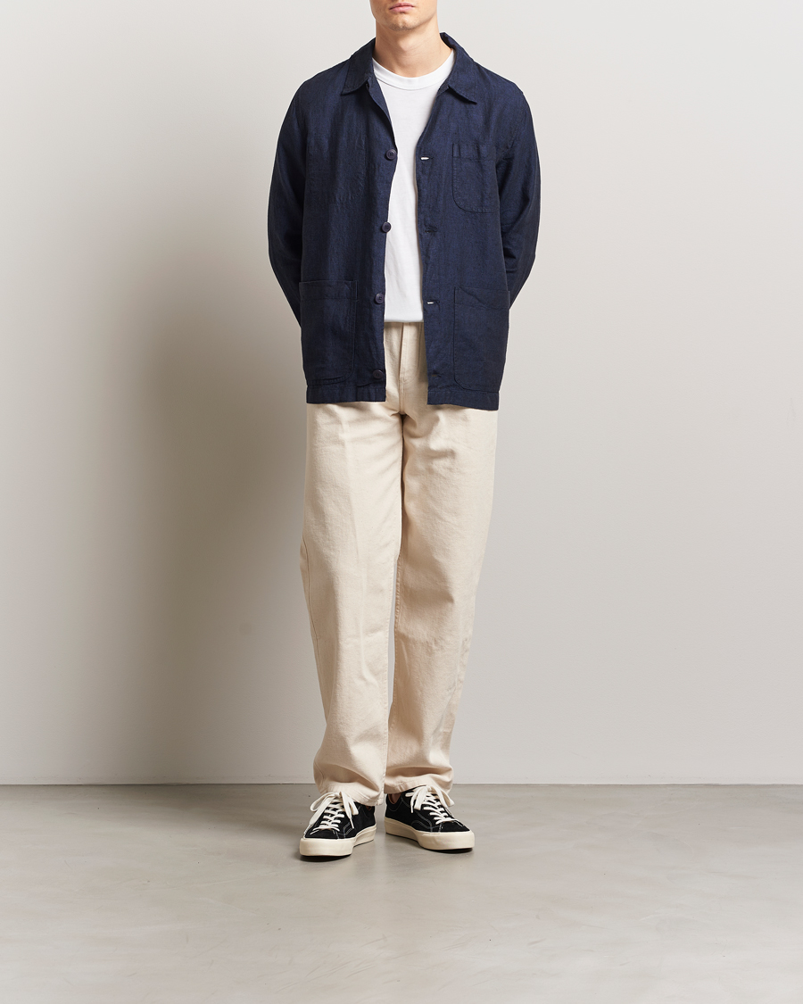 Herr | Skjortor | KnowledgeCotton Apparel | Linen Overshirt Total Eclipse