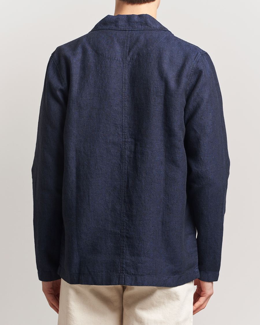 Herr | Skjortor | KnowledgeCotton Apparel | Linen Overshirt Total Eclipse
