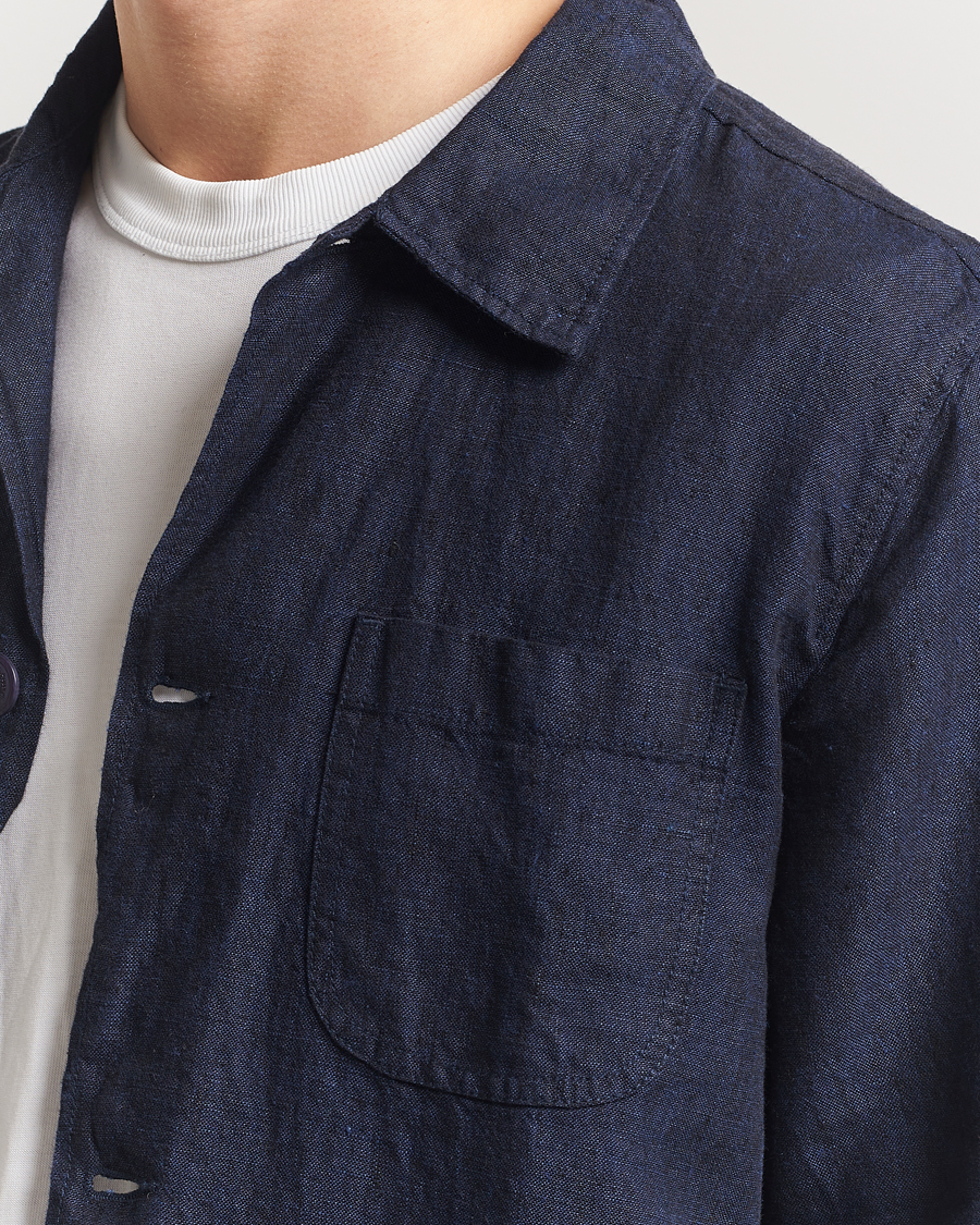 Herr | Skjortor | KnowledgeCotton Apparel | Linen Overshirt Total Eclipse