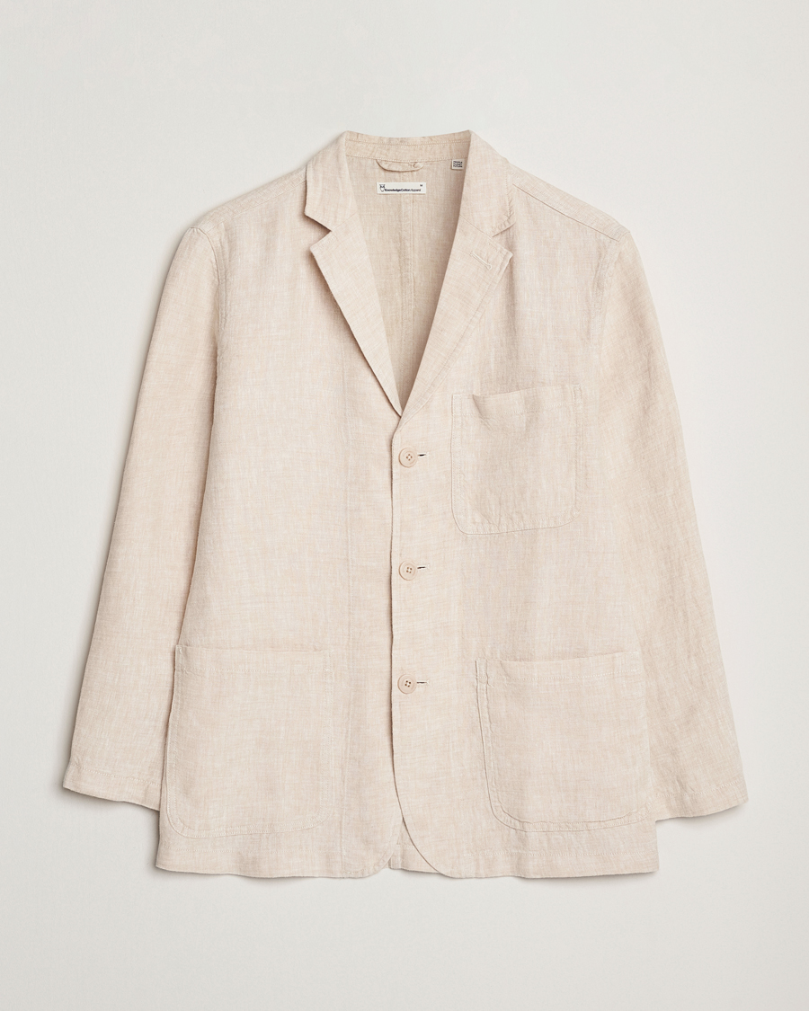 Herr | Kavajer | KnowledgeCotton Apparel | Linen Blazer Light Feather Grey