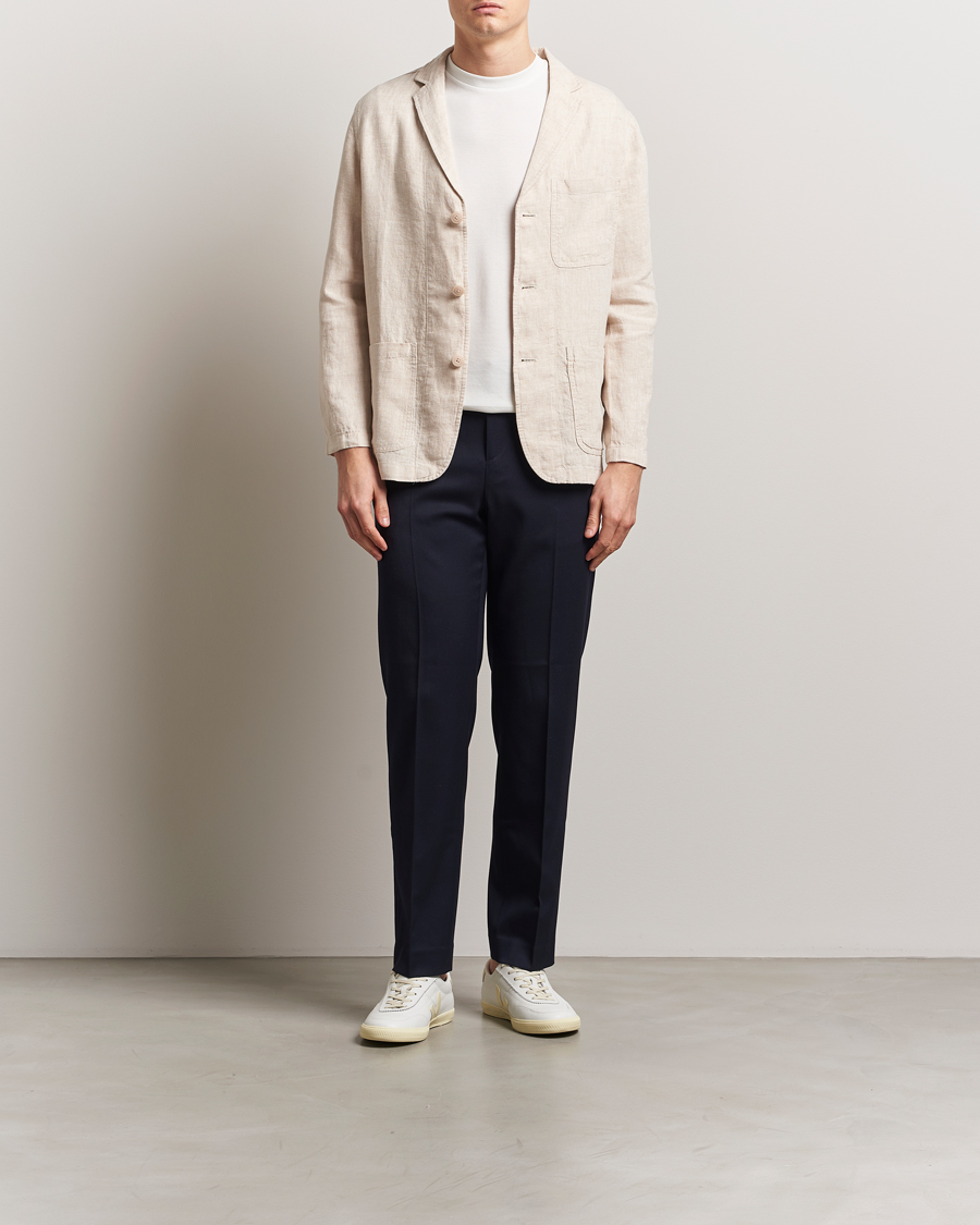 Herr | Kavajer | KnowledgeCotton Apparel | Linen Blazer Light Feather Grey