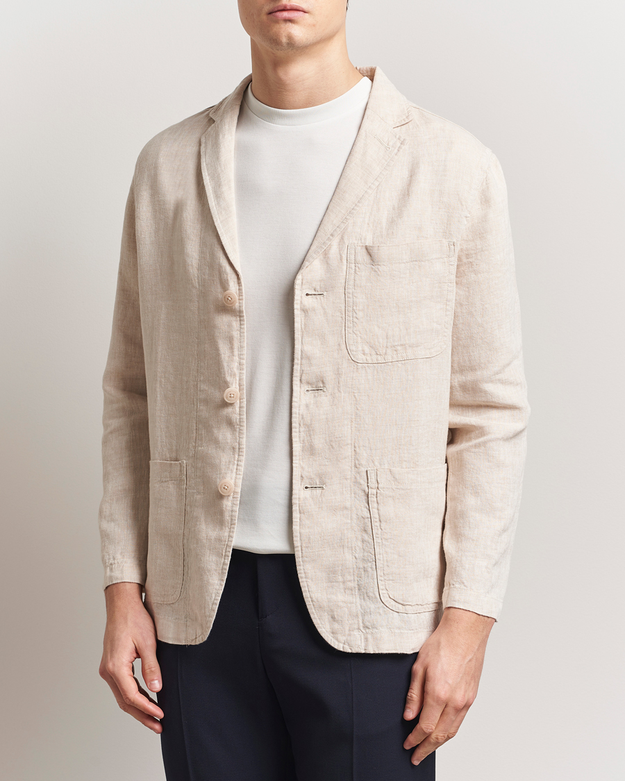 Herr | Kavajer | KnowledgeCotton Apparel | Linen Blazer Light Feather Grey