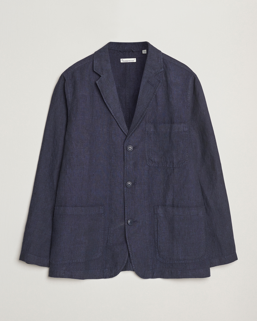 Herr | Kavajer | KnowledgeCotton Apparel | Linen Blazer Total Eclipse