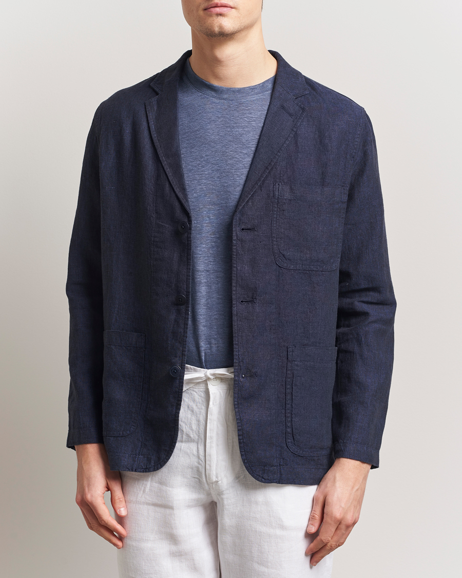 Herr | Kavajer | KnowledgeCotton Apparel | Linen Blazer Total Eclipse