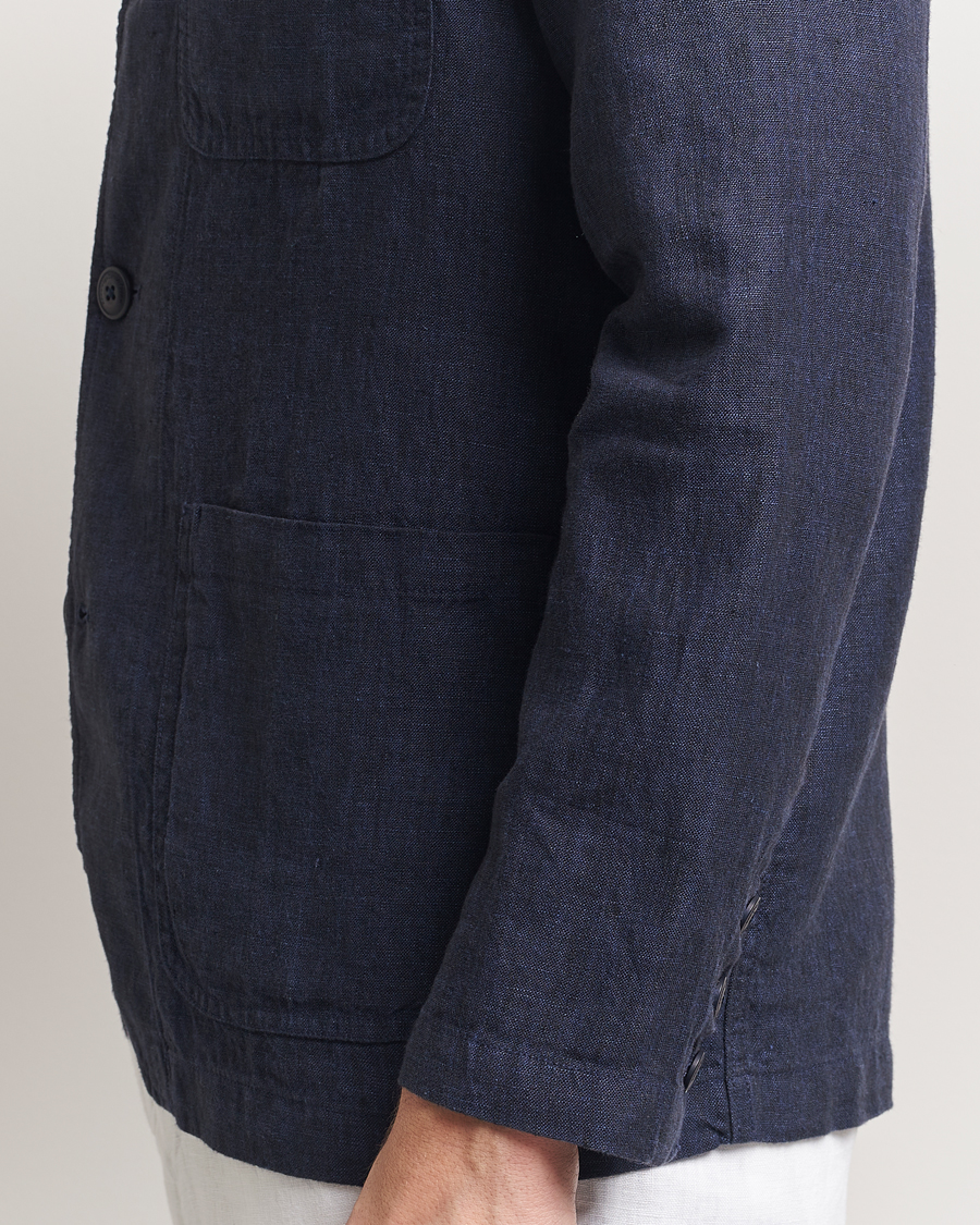 Herr | Kavajer | KnowledgeCotton Apparel | Linen Blazer Total Eclipse