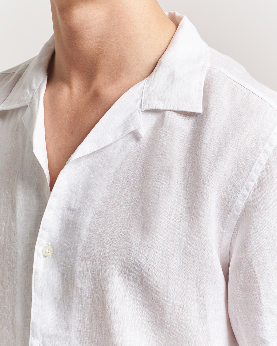 Herr | Skjortor | KnowledgeCotton Apparel | Short Sleeve Linen Resort Shirt Bright White