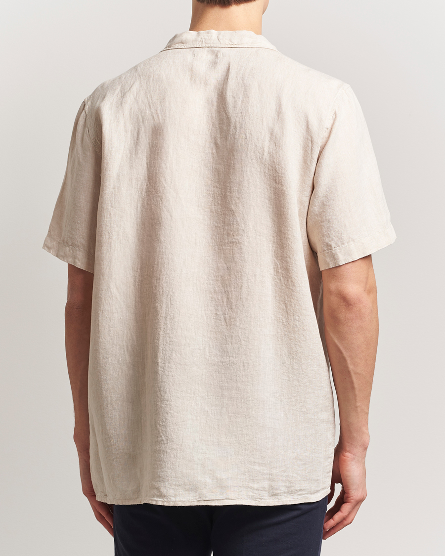 Herr | Skjortor | KnowledgeCotton Apparel | Short Sleeve Linen Resort Shirt Light Feather Grey
