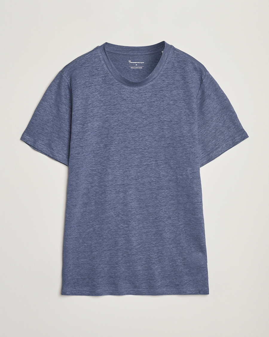 Herr | T-Shirts | KnowledgeCotton Apparel | Organic Linen T-Shirt Vintage Indigo