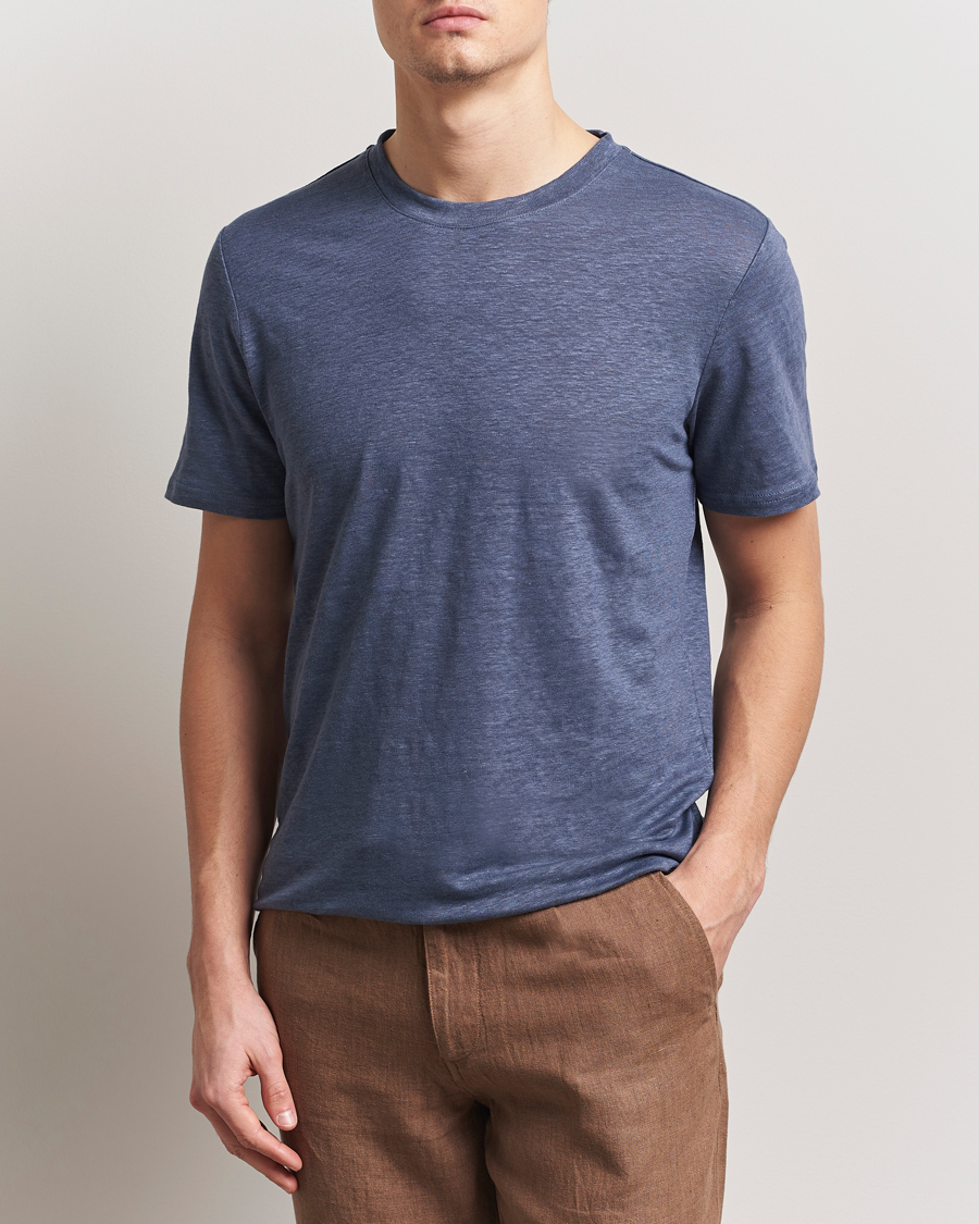 Herr | T-Shirts | KnowledgeCotton Apparel | Organic Linen T-Shirt Vintage Indigo