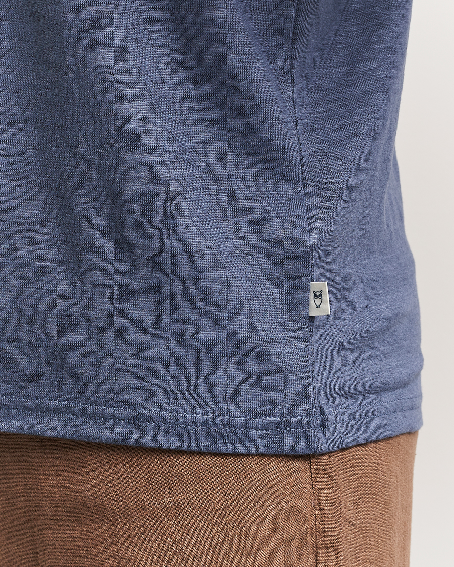 Herr | T-Shirts | KnowledgeCotton Apparel | Organic Linen T-Shirt Vintage Indigo