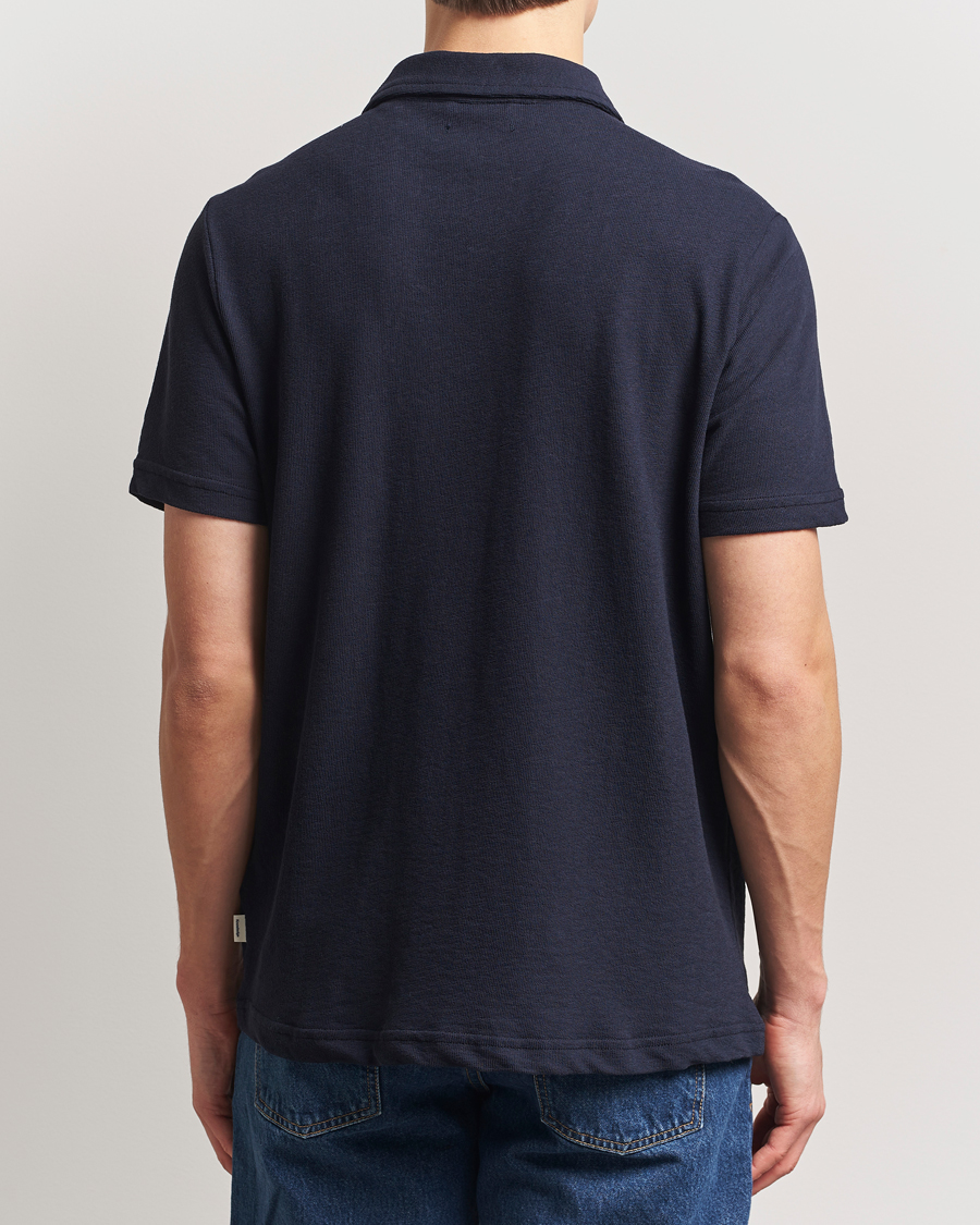 Herr | Skjortor | KnowledgeCotton Apparel | Short Sleeve Boucle Shirt Night Sky