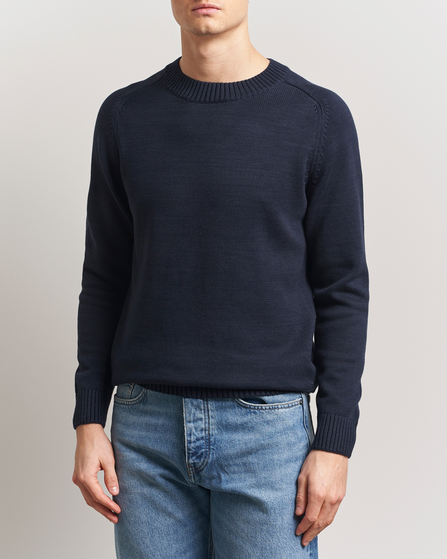 Herr | Tröjor | KnowledgeCotton Apparel | Plain Knitted Cotton Crewneck Night Sky
