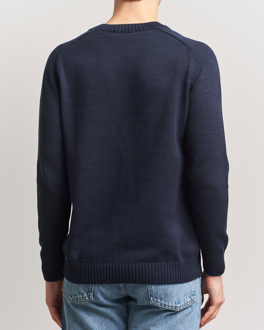 Herr | Tröjor | KnowledgeCotton Apparel | Plain Knitted Cotton Crewneck Night Sky