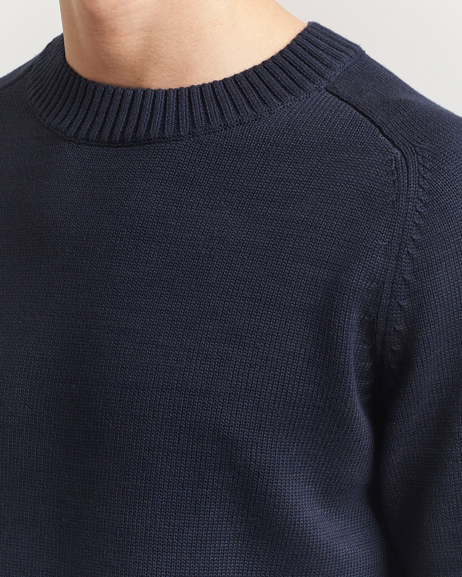 Herr | Tröjor | KnowledgeCotton Apparel | Plain Knitted Cotton Crewneck Night Sky