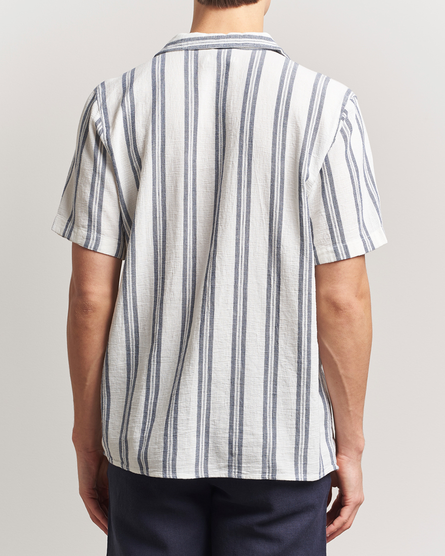 Herr | Skjortor | KnowledgeCotton Apparel | Box Short Sleeve Stripe Shirt Blue