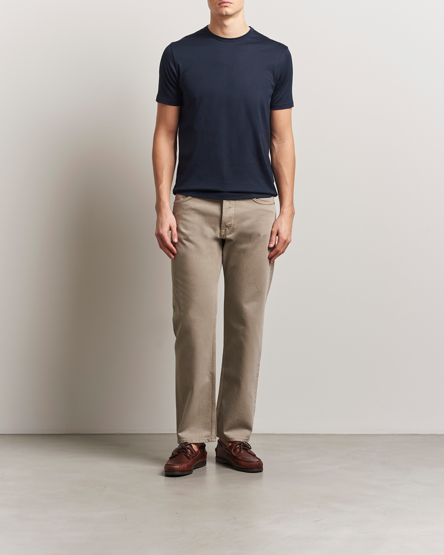 Herr | T-Shirts | Sunspel | Crew Neck Q82 Cotton T-Shirt Midnight Navy