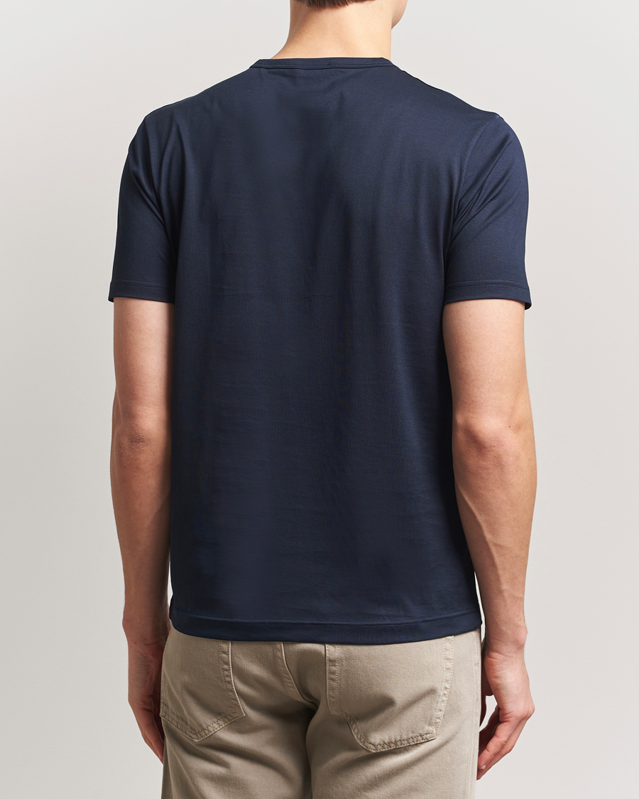 Herr | T-Shirts | Sunspel | Crew Neck Q82 Cotton T-Shirt Midnight Navy