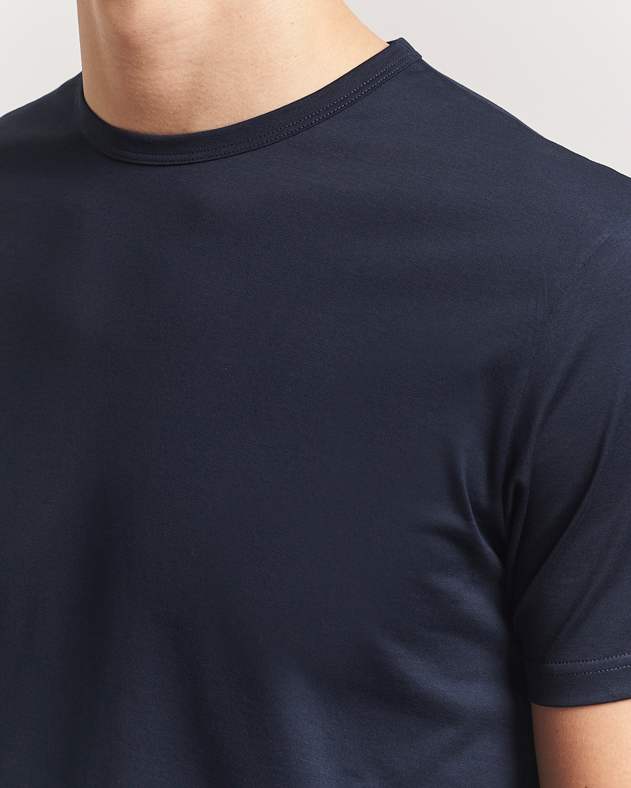 Herr | T-Shirts | Sunspel | Crew Neck Q82 Cotton T-Shirt Midnight Navy
