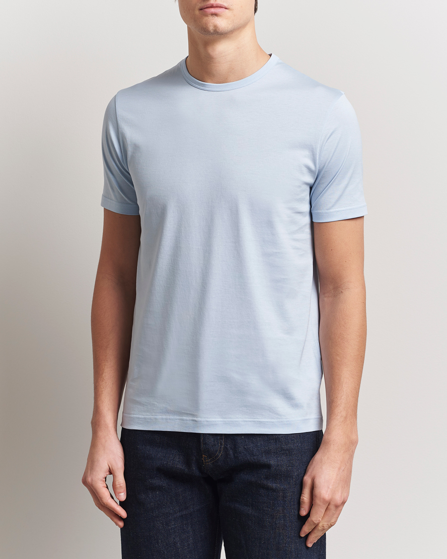 Herr | T-Shirts | Sunspel | Crew Neck Q82 Cotton T-Shirt Blue Mist