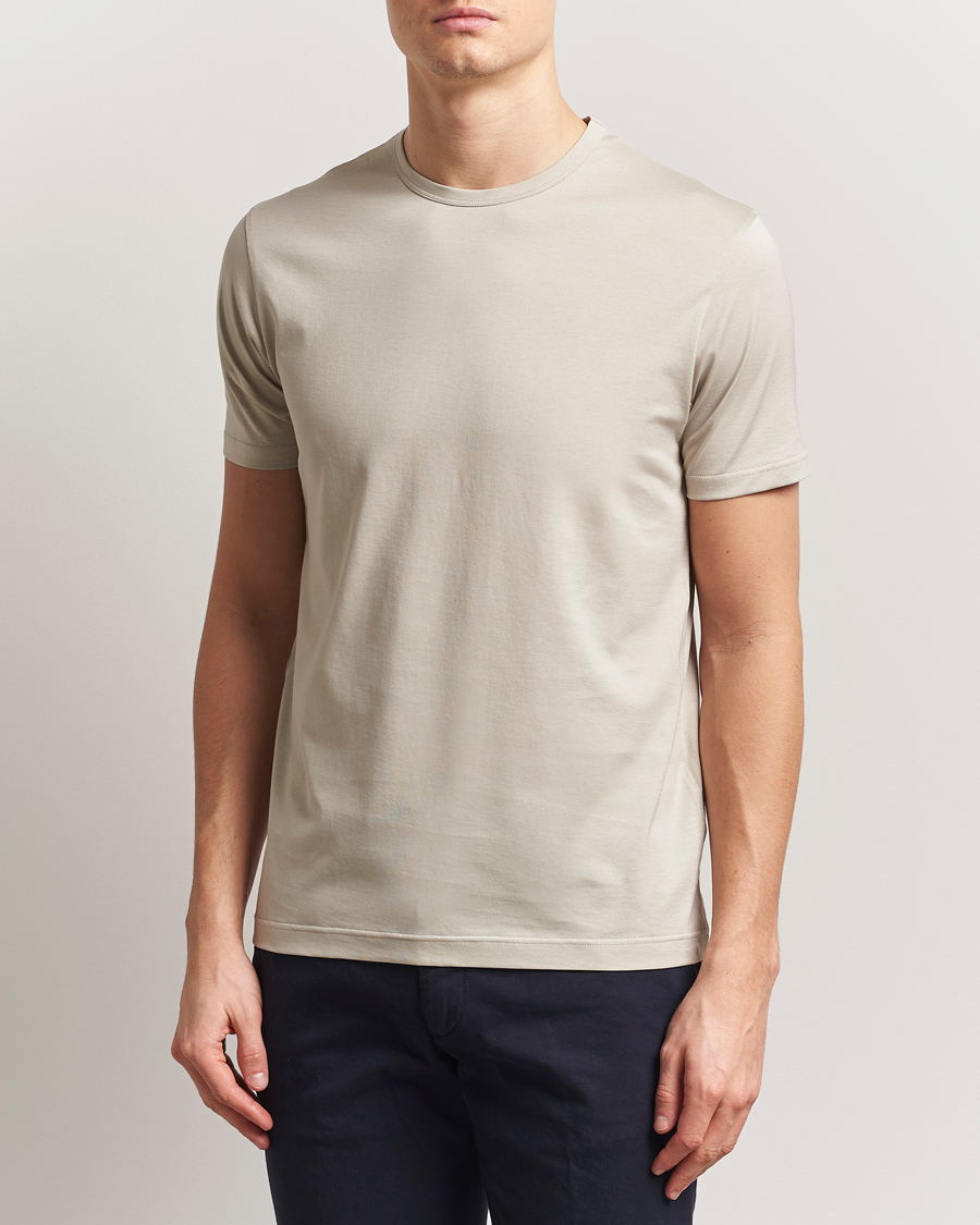 Herr | T-Shirts | Sunspel | Crew Neck Q82 Cotton T-Shirt Ash Grey