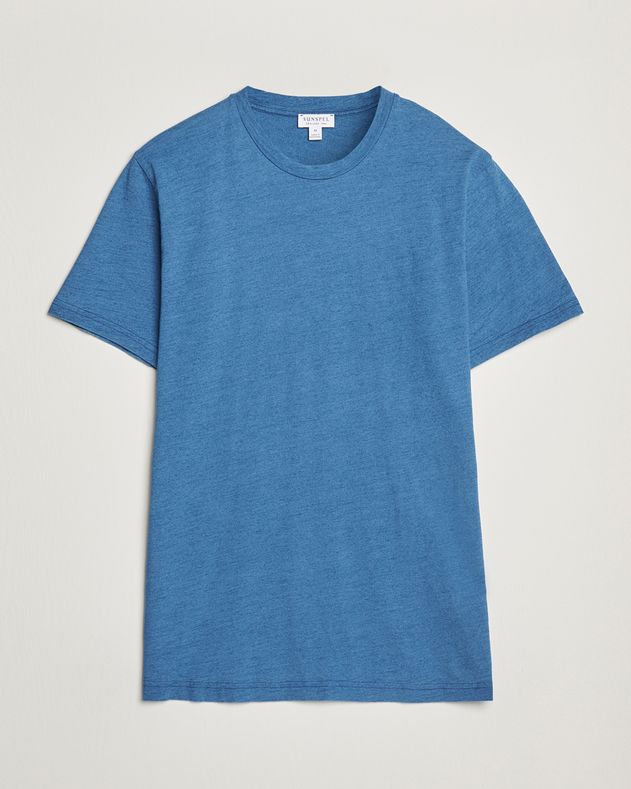 Herr | T-Shirts | Sunspel | Riviera Midweight T-Shirt Mid Indigo Wash