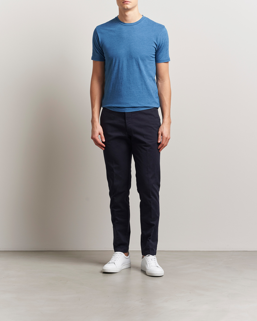 Herr | T-Shirts | Sunspel | Riviera Midweight T-Shirt Mid Indigo Wash