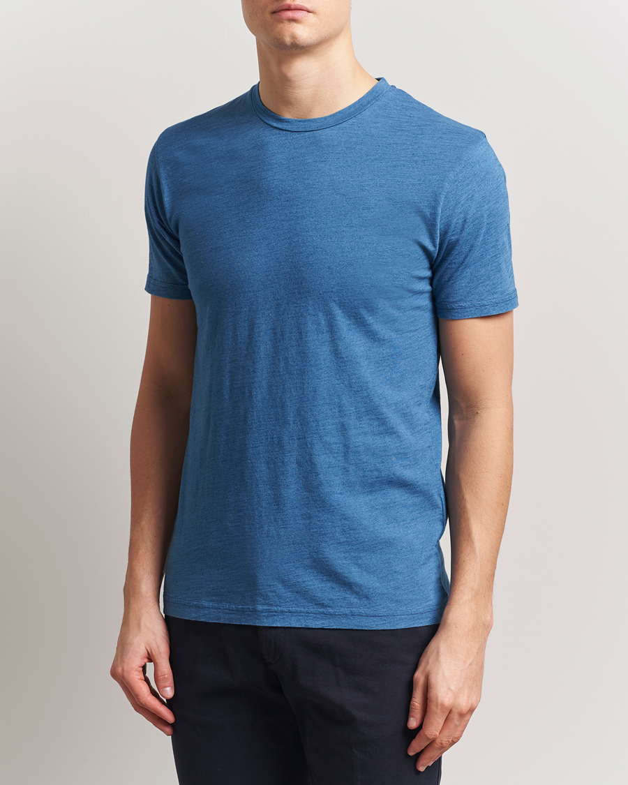 Herr | T-Shirts | Sunspel | Riviera Midweight T-Shirt Mid Indigo Wash