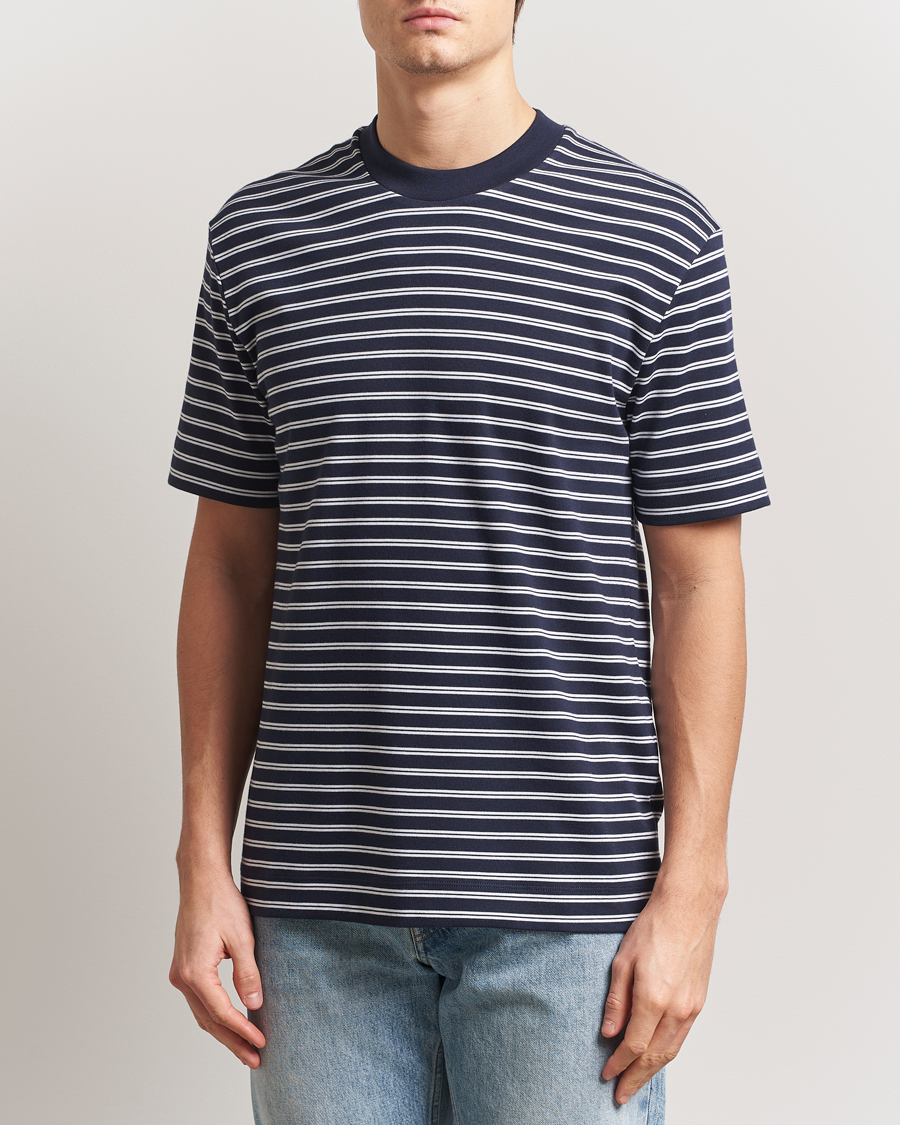Herr | T-Shirts | Sunspel | Heavy Weight Supima Cotton T-Shirt Navy/White