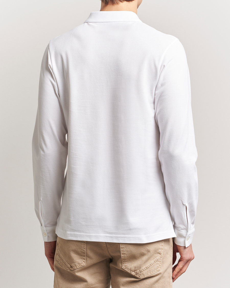 Herr | Pikéer | Sunspel | Supima Cotton Long Sleeve Pique Polo White
