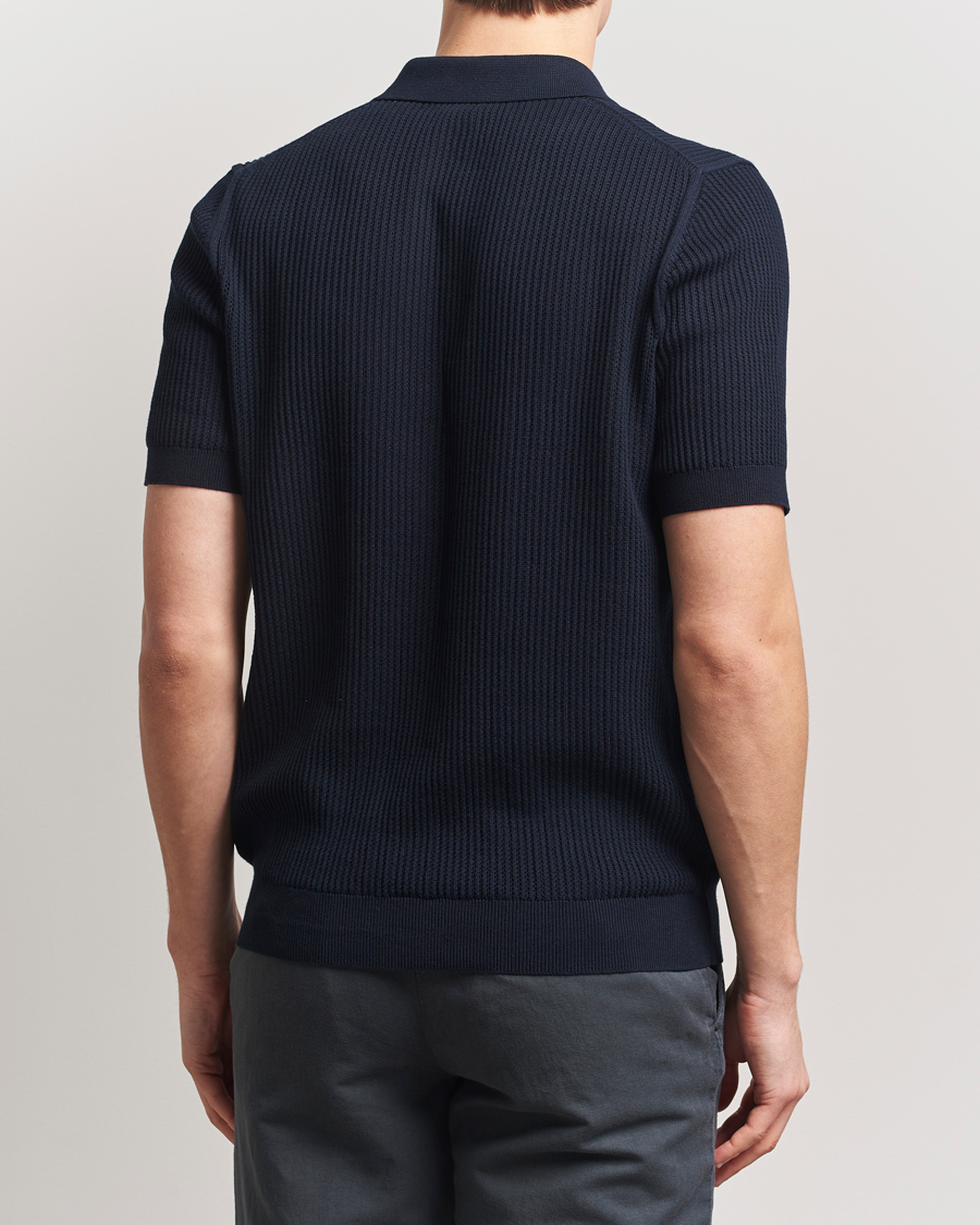 Herr | Pikéer | Sunspel | Mesh Knit Stitch Polo Navy