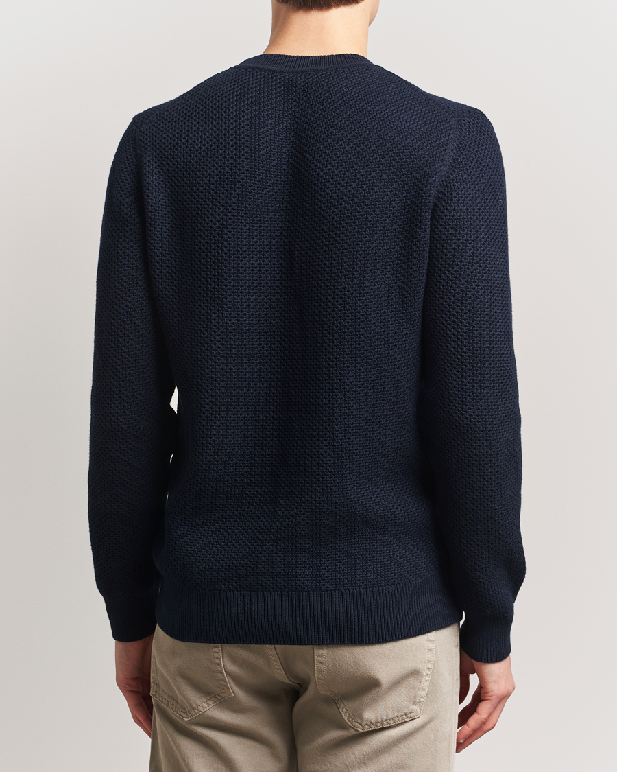 Herr | Tröjor | Sunspel | Textured Stich Crew Neck Jumper Navy