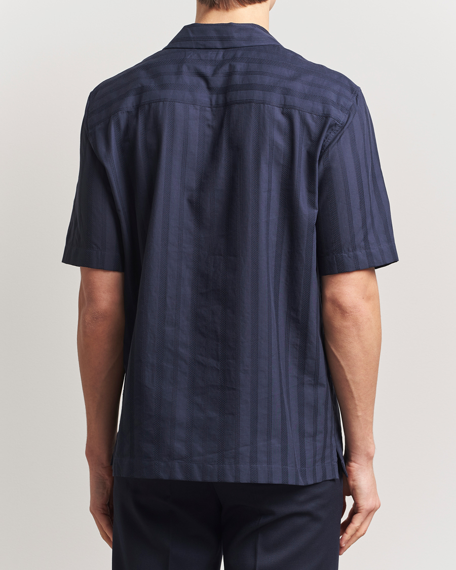 Herr | Skjortor | Sunspel | Embroidered Cotton Camp Shirt Navy