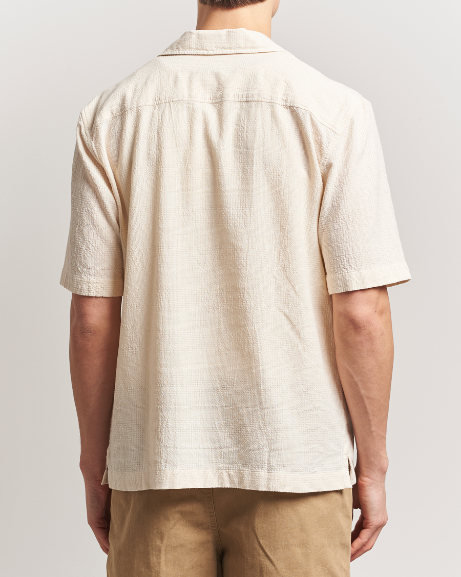 Herr | Skjortor | Sunspel | Loose Weave Check Cotton Camp Shirt Ecru
