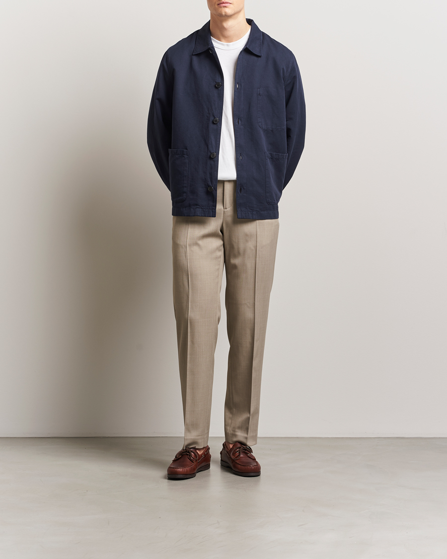 Herr | Skjortor | Sunspel | Twin Pocket Cotton/Linen Jacket Navy